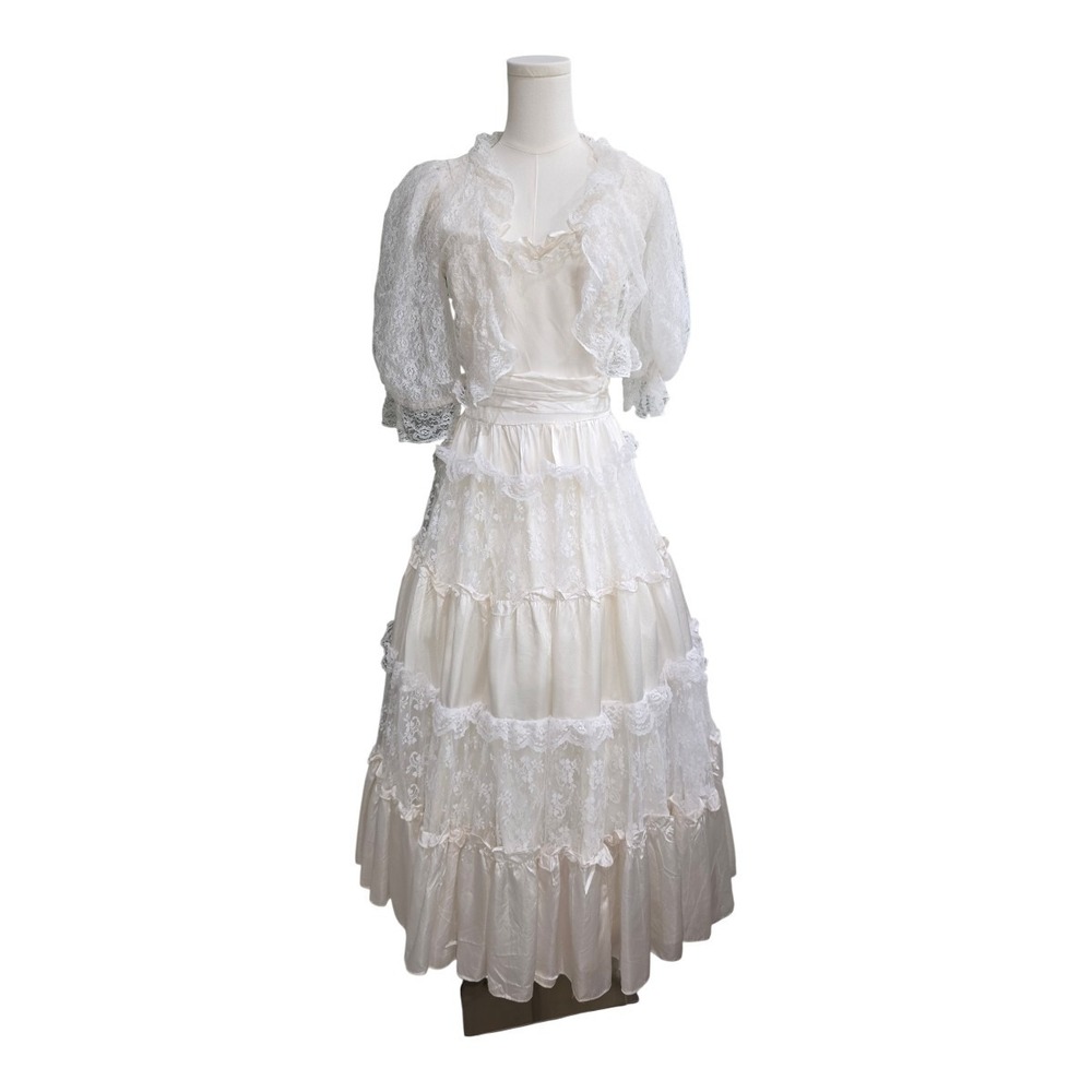 Vtg GUNNE SAX Dress BY JESSICA MCCLINTOCK Gown, Lace, Tiers, Romantic, PRAIRIE - Picture 4 of 16